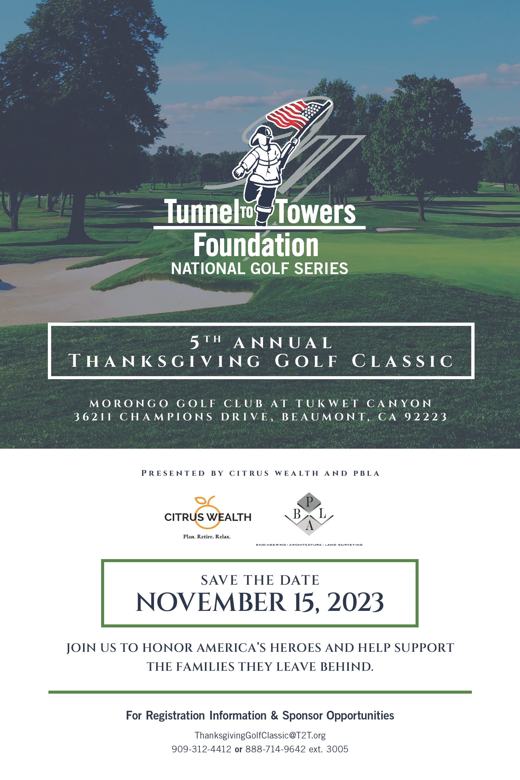 Tunnel to Towers Foundation 5th Annual Thanksgiving Golf Classic