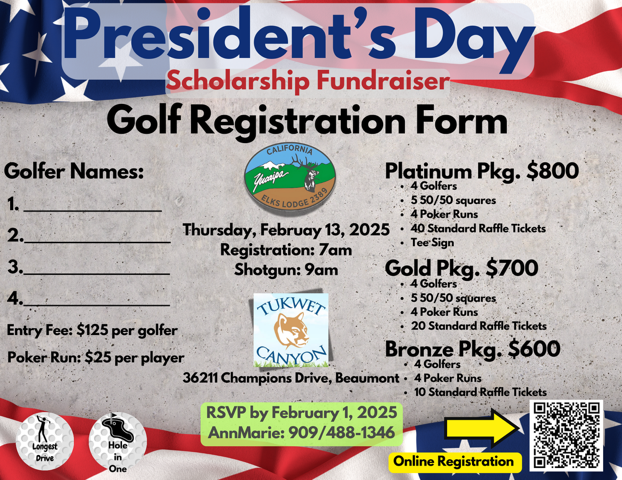 Presidents Day James Gilfedder scholarship fundraiser Golf Tournament